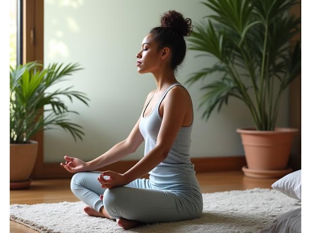 Person meditating in a calm environment